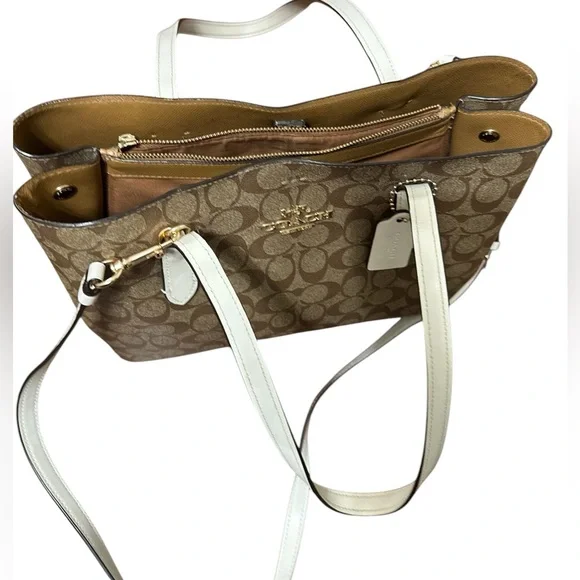 Coach tan, brown and White strap Signature Tote Bag - Picture 4 of 4